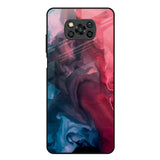 Blue & Red Smoke Poco X3 Glass Back Cover Online