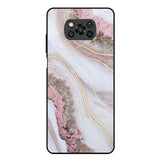 Pink & Gold Gllitter Marble Poco X3 Glass Back Cover Online