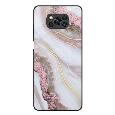 Pink & Gold Gllitter Marble Poco X3 Glass Back Cover Online