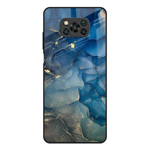 Blue Cool Marble Poco X3 Glass Back Cover Online
