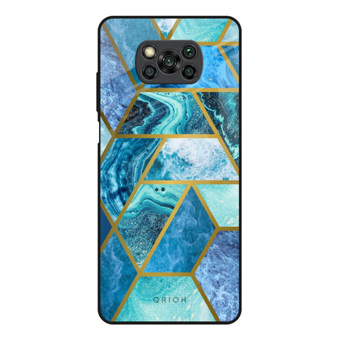 Turquoise Geometrical Marble Poco X3 Glass Back Cover Online