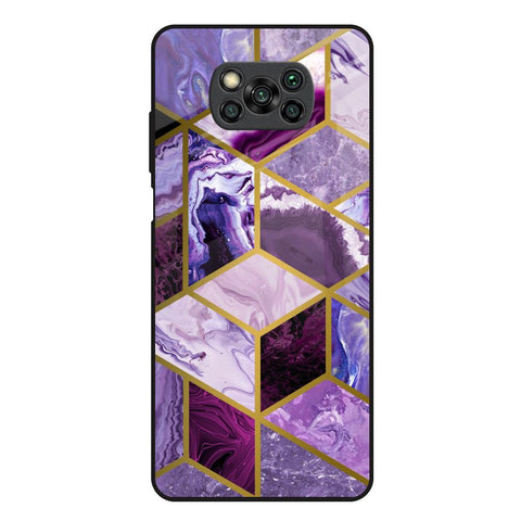 Purple Rhombus Marble Poco X3 Glass Back Cover Online