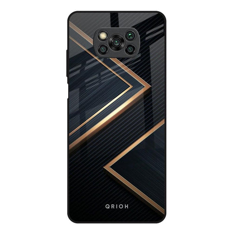 Sleek Golden & Navy Poco X3 Glass Back Cover Online