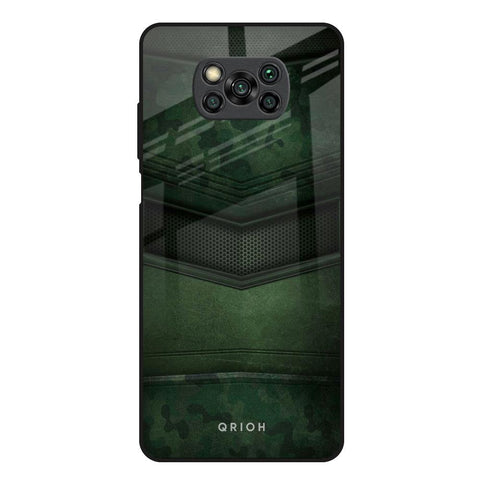 Green Leather Poco X3 Glass Back Cover Online