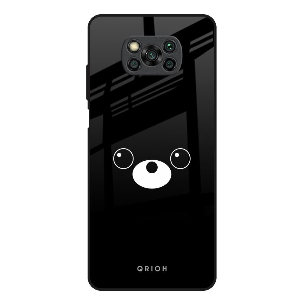 Cute Bear Poco X3 Glass Back Cover Online