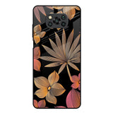 Lines Pattern Flowers Poco X3 Glass Back Cover Online