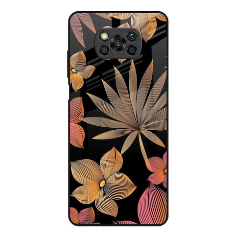 Lines Pattern Flowers Poco X3 Glass Back Cover Online
