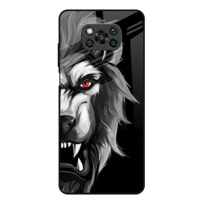 Wild Lion Poco X3 Glass Back Cover Online