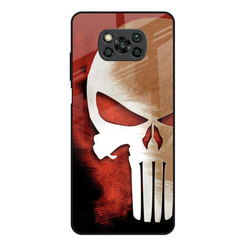 Red Skull Poco X3 Glass Back Cover Online