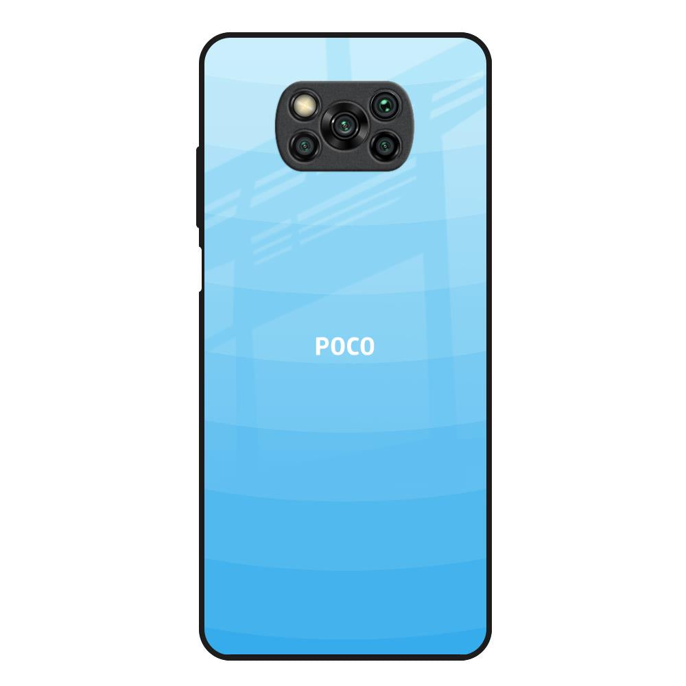Wavy Blue Pattern Poco X3 Glass Back Cover Online