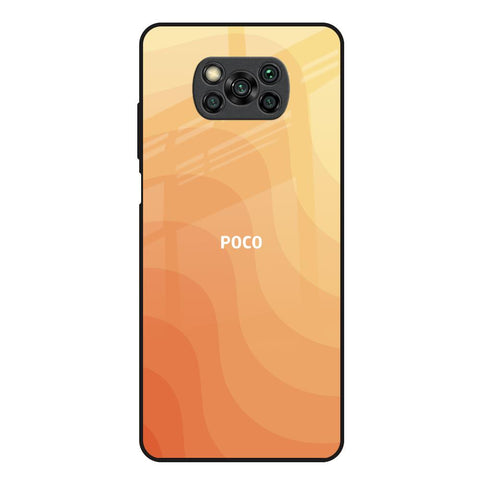 Orange Curve Pattern Poco X3 Glass Back Cover Online