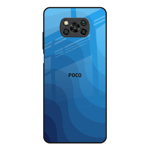 Blue Wave Abstract Poco X3 Glass Back Cover Online