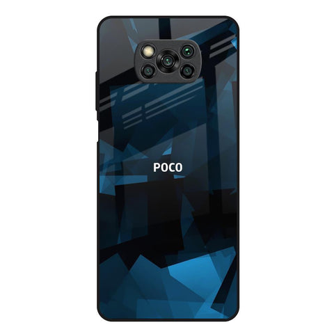Polygonal Blue Box Poco X3 Glass Back Cover Online
