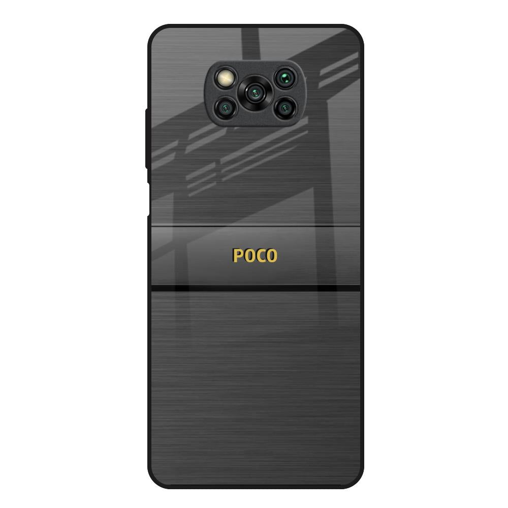 Grey Metallic Glass Poco X3 Glass Back Cover Online