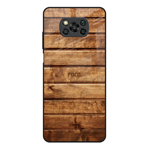 Wooden Planks Poco X3 Glass Back Cover Online