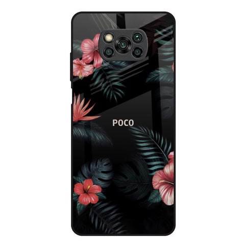 Tropical Art Flower Poco X3 Glass Back Cover Online