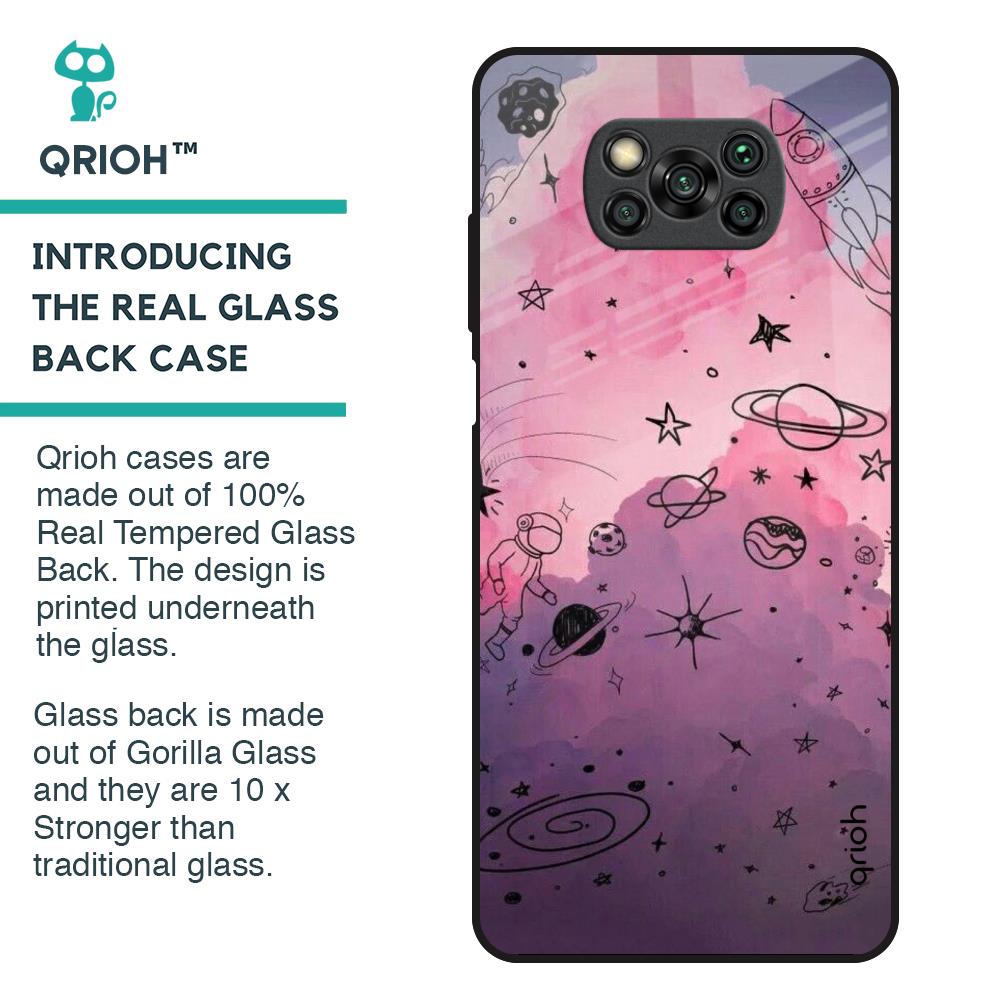Space Doodles Glass Case for Poco X3
