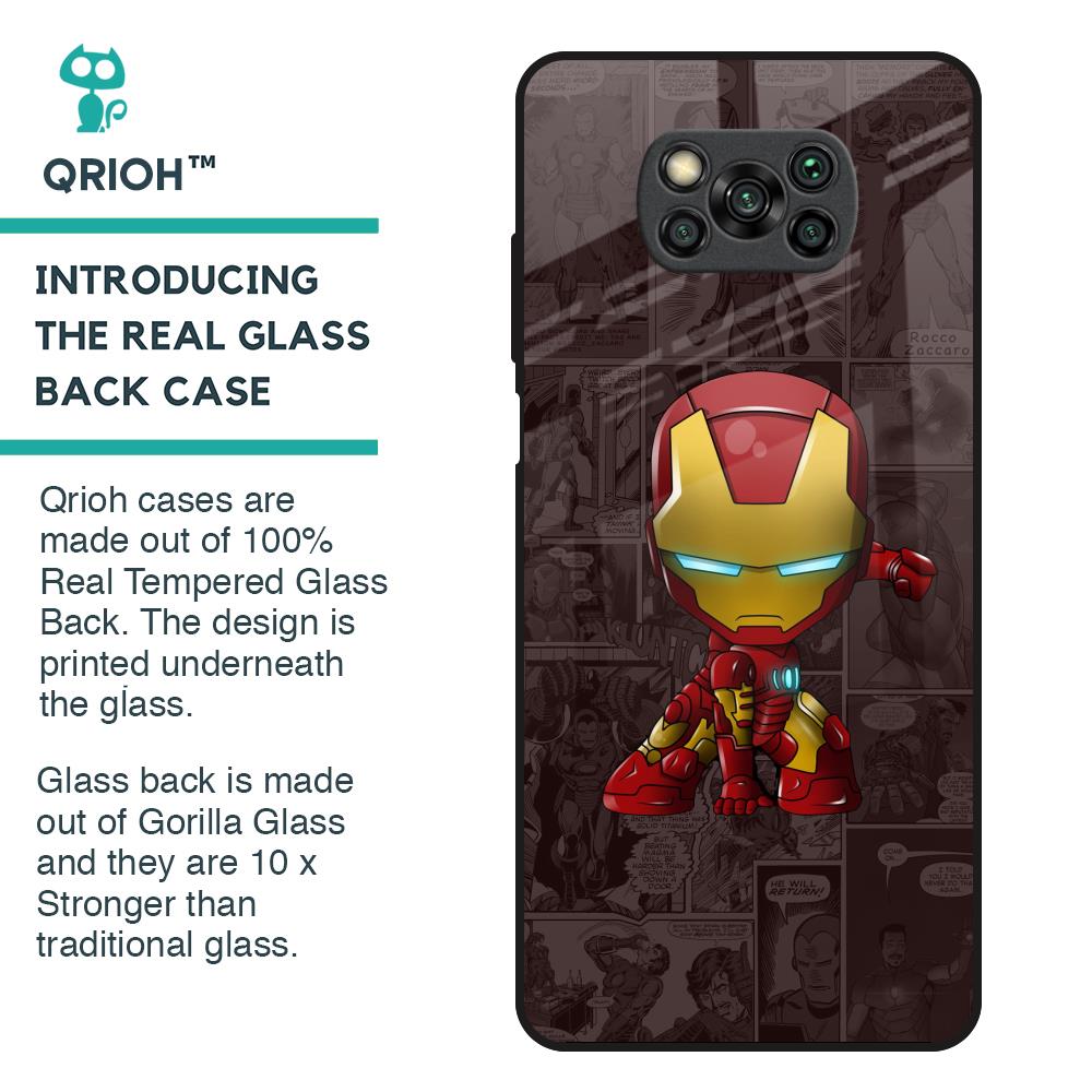 Angry Baby Super Hero Glass Case for Poco X3