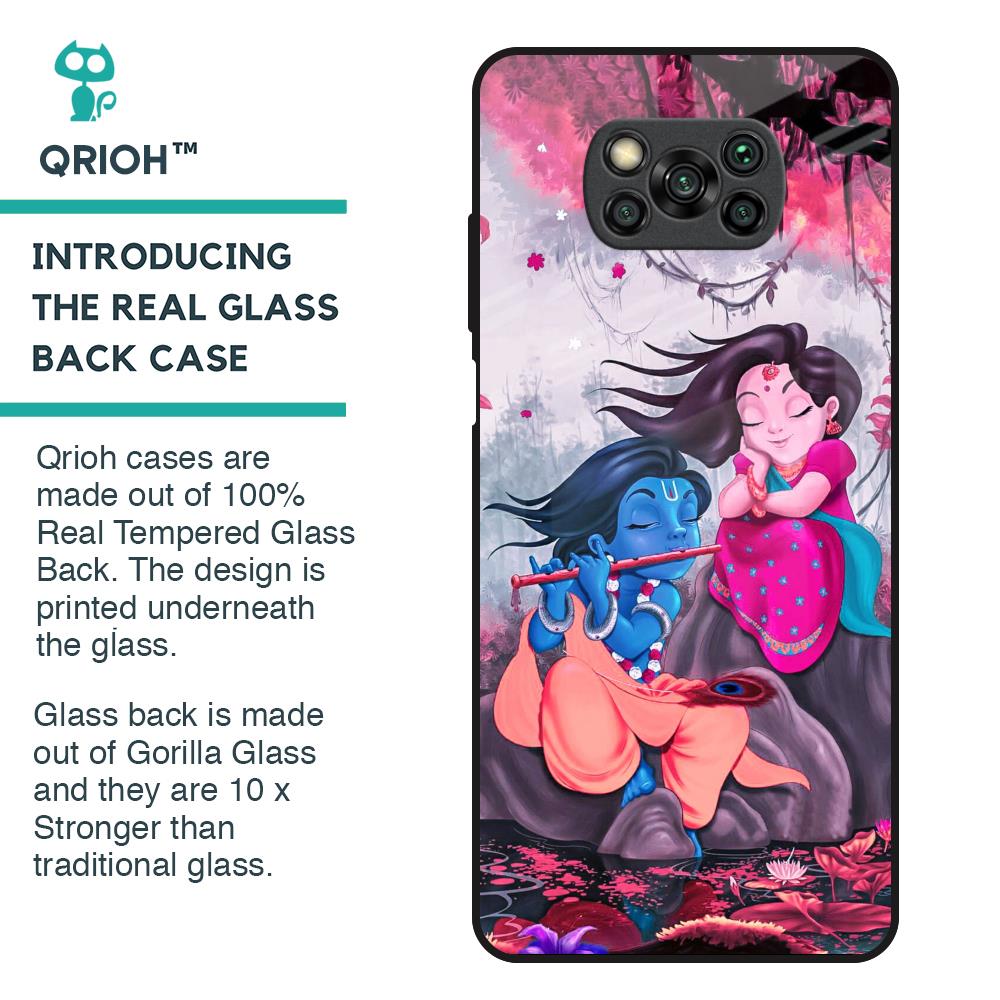 Radha Krishna Art Glass Case for Poco X3