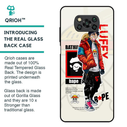Bape Luffy Glass Case for Poco X3