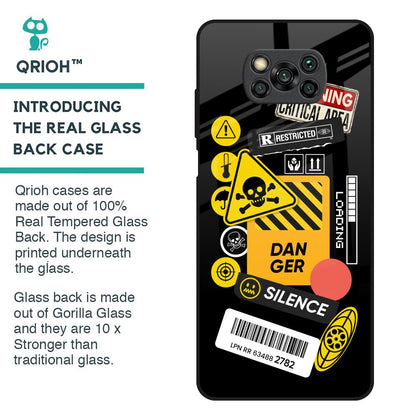 Danger Signs Glass Case for Poco X3
