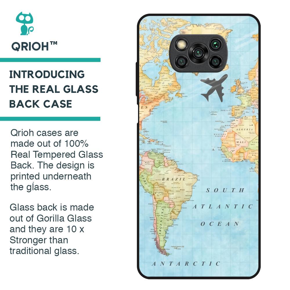 Travel Map Glass Case for Poco X3