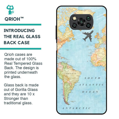 Travel Map Glass Case for Poco X3