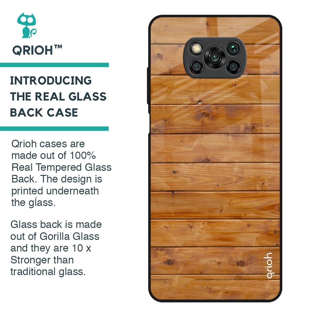 Timberwood Glass Case for Poco X3