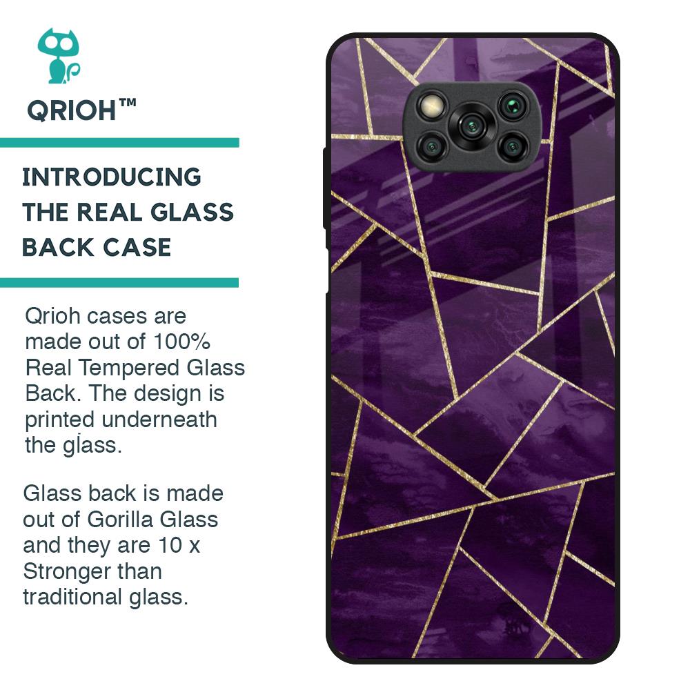 Geometric Purple Glass Case For Poco X3