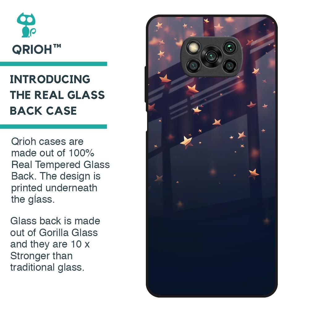 Falling Stars Glass Case For Poco X3