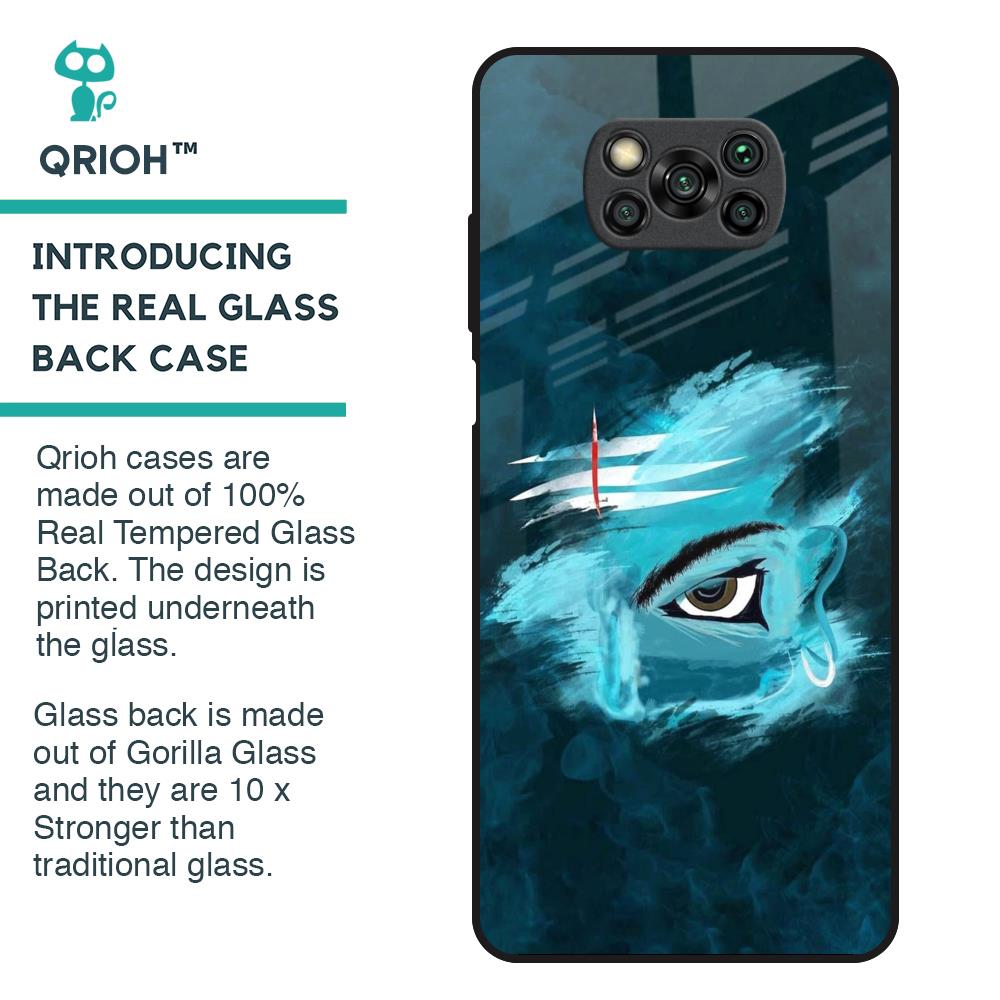 Power Of Trinetra Glass Case For Poco X3