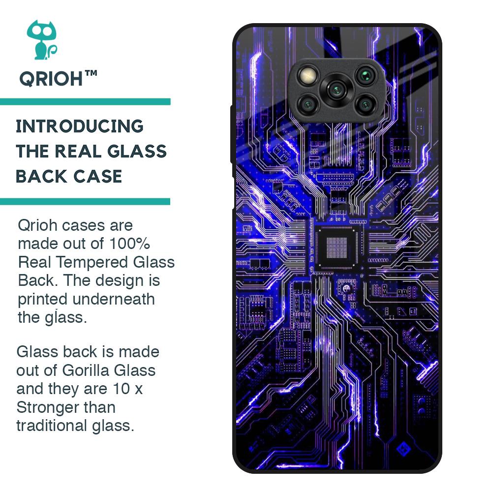 Techno Color Pattern Glass Case For Poco X3