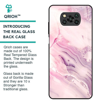 Diamond Pink Gradient Glass Case For Poco X3