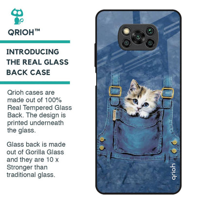 Kitty In Pocket Glass Case For Poco X3