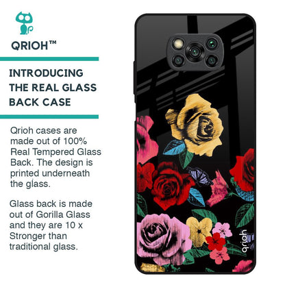 Floral Decorative Glass Case For Poco X3