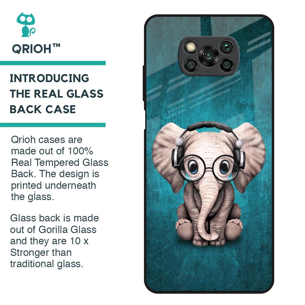 Adorable Baby Elephant Glass Case For Poco X3