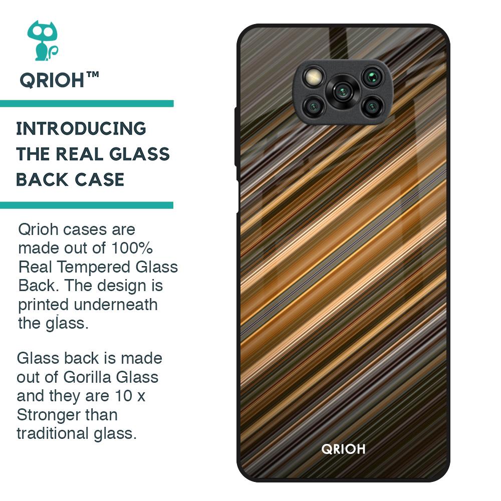 Diagonal Slash Pattern Glass Case for Poco X3