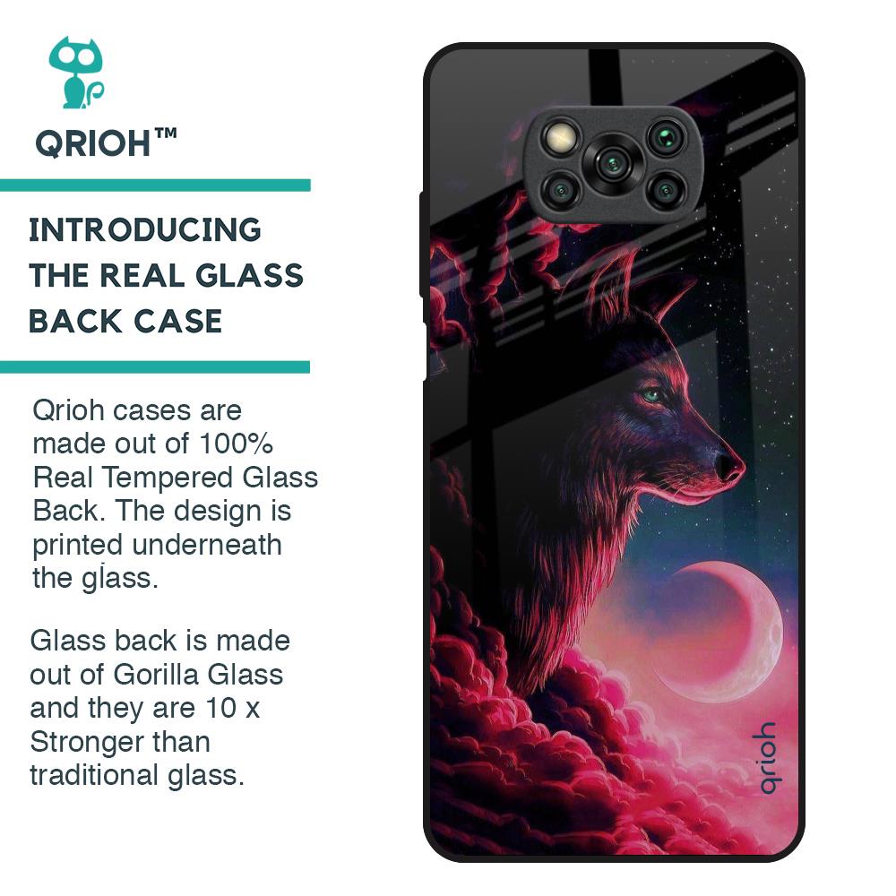 Moon Wolf Glass Case for Poco X3