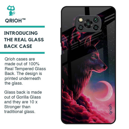 Moon Wolf Glass Case for Poco X3