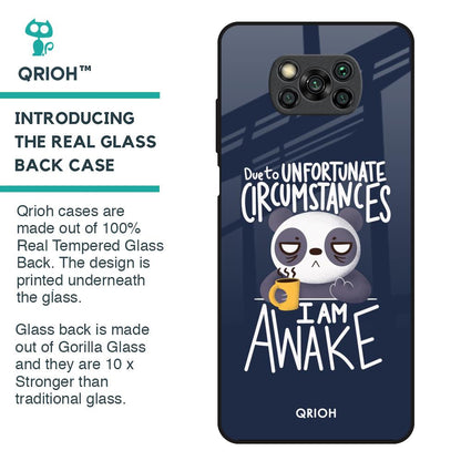 Struggling Panda Glass Case for Poco X3