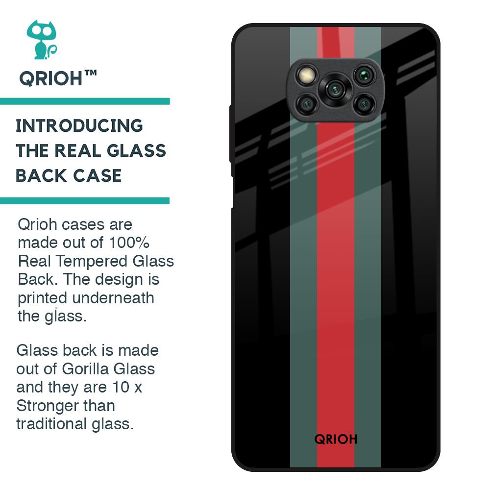 Vertical Stripes Glass Case for Poco X3