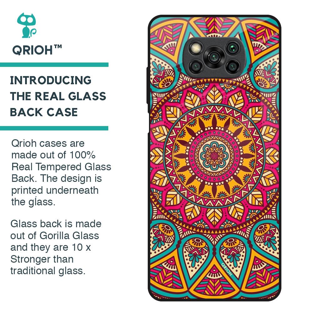 Elegant Mandala Glass Case for Poco X3