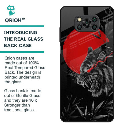 Red Moon Tiger Glass Case for Poco X3