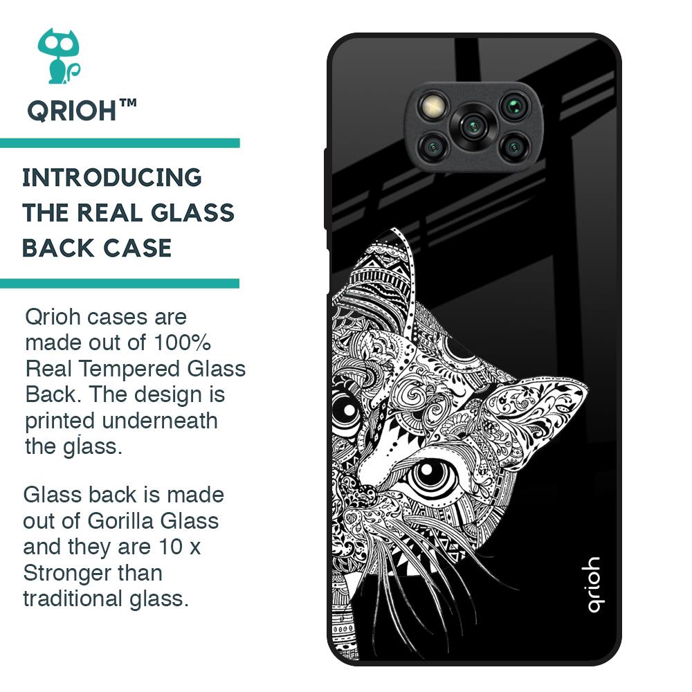 Kitten Mandala Glass Case for Poco X3