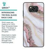 Pink & Gold Gllitter Marble Glass Case for Poco X3