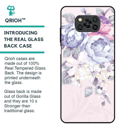 Elegant Floral Glass Case for Poco X3