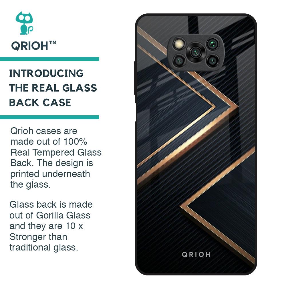 Sleek Golden & Navy Glass Case for Poco X3