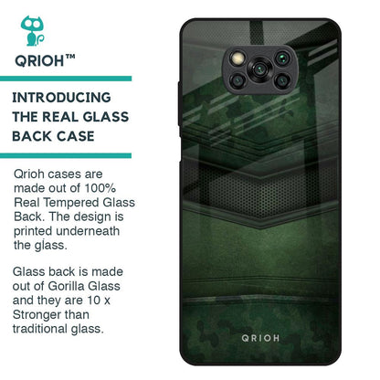 Green Leather Glass Case for Poco X3