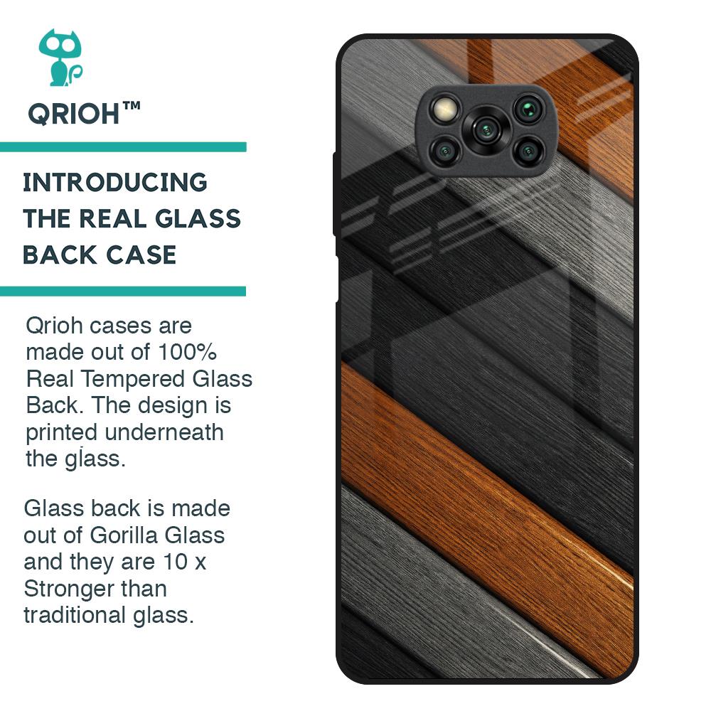 Tri Color Wood Glass Case for Poco X3