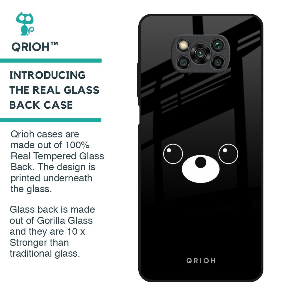 Cute Bear Glass Case for Poco X3